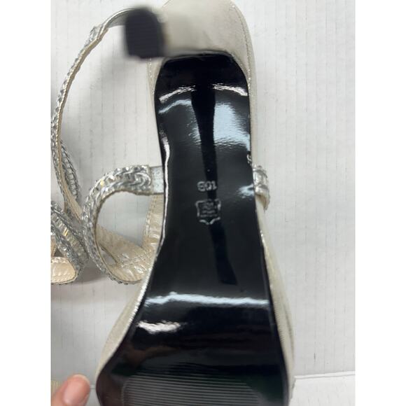 CAPARROS Dance Shoes Heels Sz 10 M Silver Formal Heel Sparkle Rhinestones NWB - Picture 6 of 8